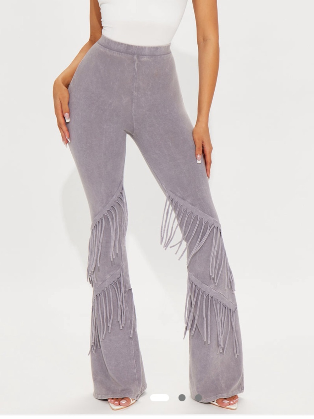 Fashion Nova Fringe Flare Pants Gray M NWT